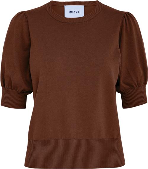 Minus Msliva Knit Tee Kvinde Madder Brown Kortærmet Strik Str L - Viskose hos Magasin