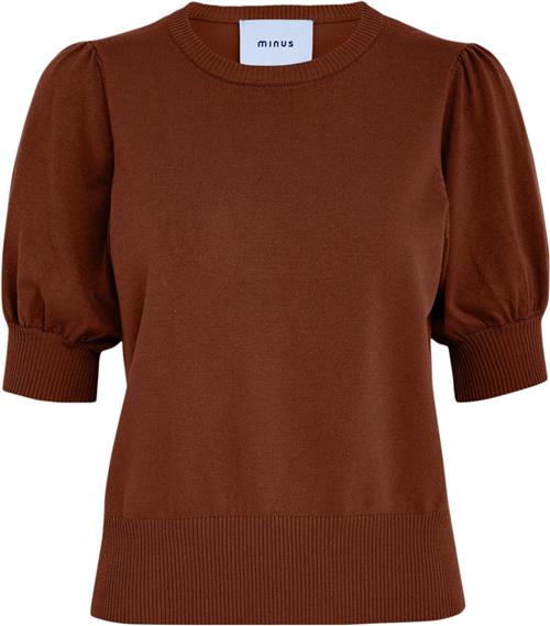 Minus Msliva Knit Tee Kvinde Madder Brown Kortærmet Strik Str M - Viskose hos Magasin