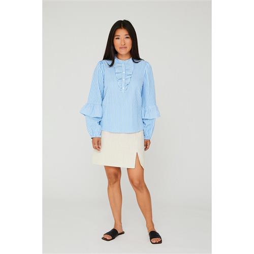 A-VIEW Karin Blouse Kvinde Blue/white Langærmede Bluser Str 40 - hos Magasin