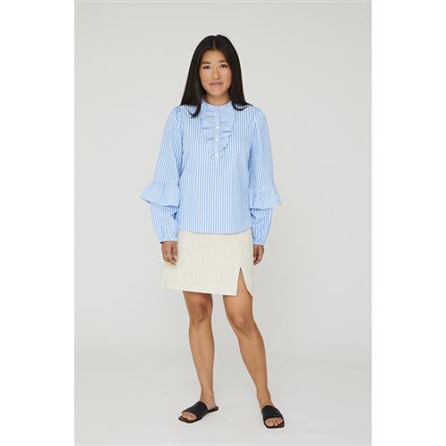 A-VIEW Karin Blouse Kvinde Blue/white Langærmede Bluser Str 42 - hos Magasin