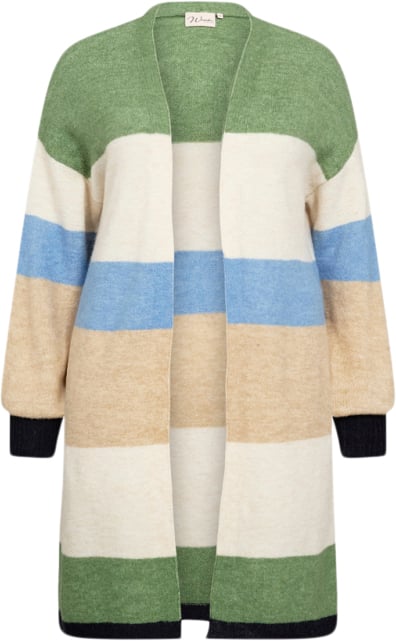 Wasabiconcept Wasuna Stripe 4 Kvinde 7373c Green Combi Cardigans Str 42/44 - Uld hos Magasin