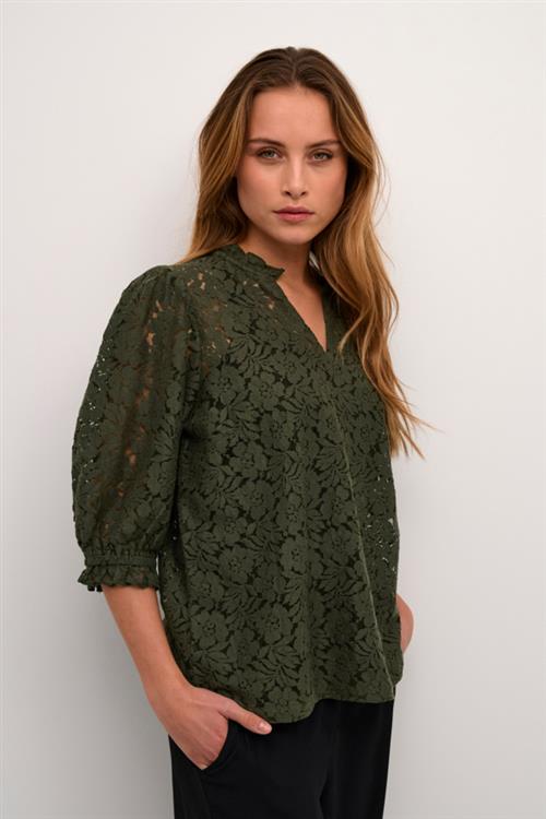 Cream Crkaspis Lace Blouse Kvinde Deep Depths Langærmede Bluser Str 36 - hos Magasin