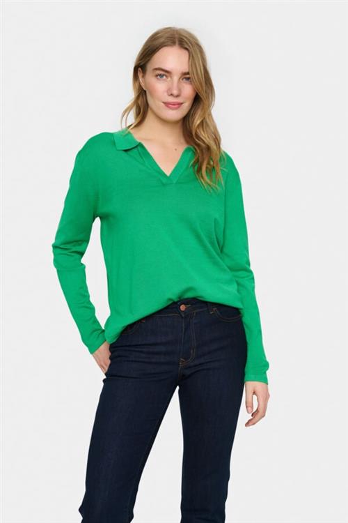 Se Saint Tropez Milasz Polo Pullover Kvinde Zephyr Green Langærmede Bluser Str L - hos Magasin ved Magasin