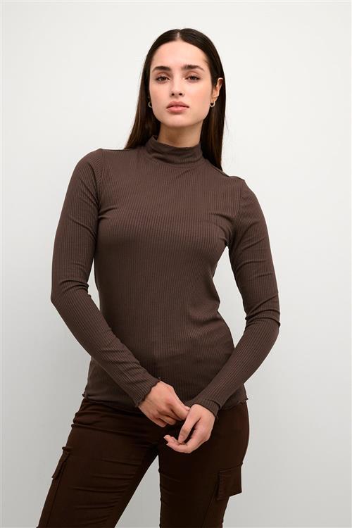 Se Kaffe Kadrew Turtleneck Tshirt Kvinde Java Langærmede T-shirts Str XXL - hos Magasin ved Magasin