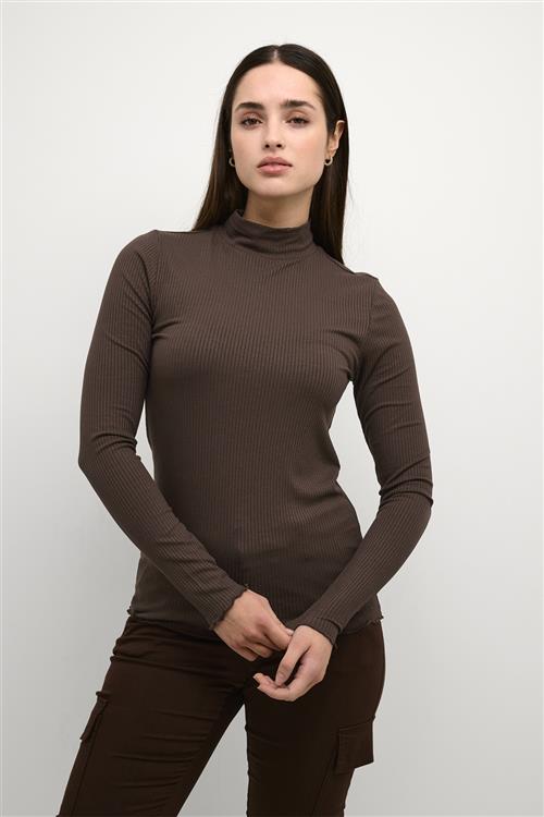 Kaffe Kadrew Turtleneck Tshirt Kvinde Java Langærmede T-shirts Str L - hos Magasin