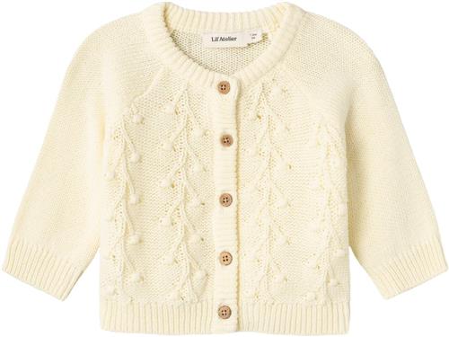 Se Lil' Atelier Nbfkaja LS Knit Card LIL Str 74 - Lemon Icing Cardigans hos Magasin ved Magasin