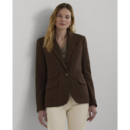 Se Lauren Ralph Lauren Cottonblend Oxford Blazer Kvinde Brown/tan Blazere Str 38 - Bomuld hos Magasin ved Magasin