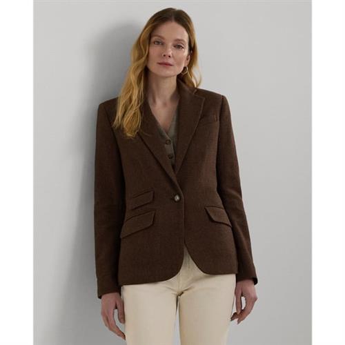 Lauren Ralph Lauren Cottonblend Oxford Blazer Kvinde Brown/tan Blazere Str 42 - Bomuld hos Magasin