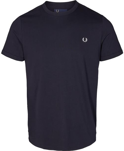 Fred Perry Ringer Tshirt Mand Blå Kortærmede T-shirts Str XS - Bomuld hos Magasin