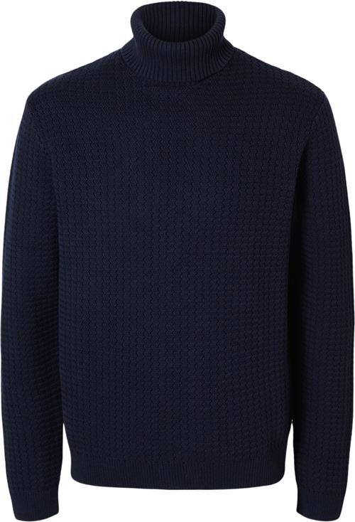 Selected Homme Slhzig LS Knit Structure Roll Neck Mand Sky Captain Turtlenecks Str L - hos Magasin