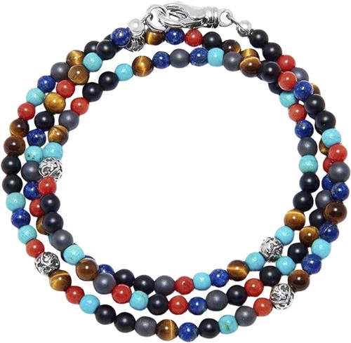 Nialaya The Mykonos Collection Turquoise, Red Glass Beads, Blue Lapis, Hemat M - Armbånd hos Magasin