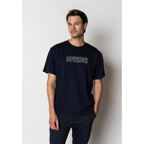 Clean Cut Copenhagen Jonas Organic Tshirt Mand Navy Kortærmede T-shirts Str S - Bomuld hos Magasin