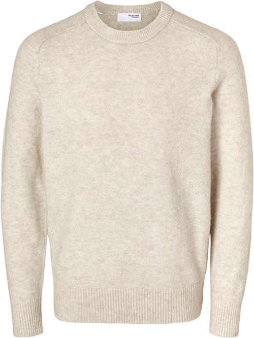 Selected Homme Slhrai LS Knit Crew Neck Mand Oatmeal/melange Sweaters Regular Fit Str M - hos Magasin