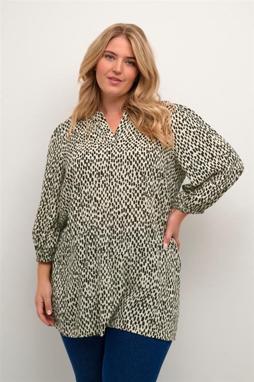 Kaffe Curve Kcjenny Tunic Kvinde Turtledove/black Graphic Dot Tunikaer Str 52 - hos Magasin