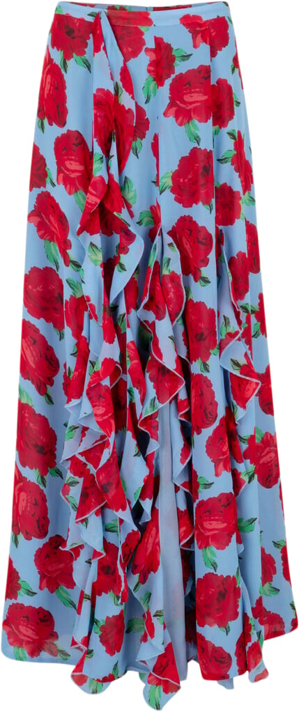 Cras Georgiacras Skirt Kvinde Blue Roses Maxi Nederdele Str 42 - hos Magasin