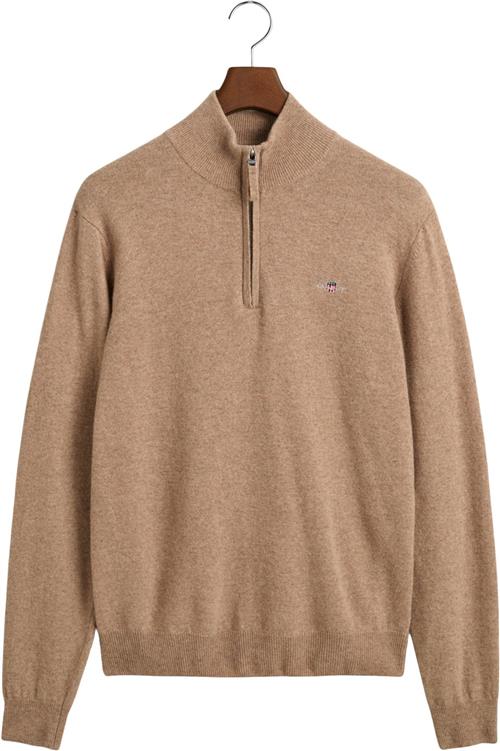 Gant Superfine Lambswool Half ZIP Mand Dk. Sand Melange Turtlenecks Str S - hos Magasin