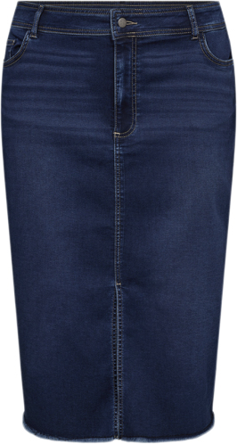 Wasabiconcept Curvy Wasummer 6 Nederdel Mørk Denim Kvinde 2494 Mørk Denim Midi Nederdele Str 42/44 Denim - hos Magasin