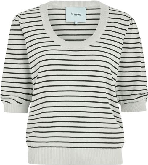 Se Minus Pam Striped Knit Tshirt Kvinde Sand Gray Stripe Kortærmede T-shirts Str S - hos Magasin ved Magasin