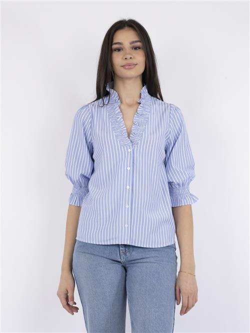 Se Neo Noir Briony Wide Stripe Blouse Kvinde Light Blue Kortærmede Bluser Str 40 - hos Magasin ved Magasin