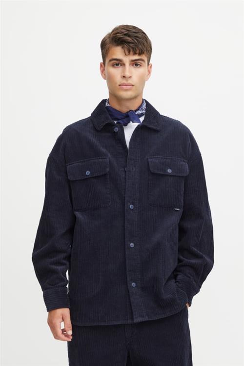 Casual Friday Cfaugusto 0090 Corduroy Overshirt Mand Dark Navy Cardigans Relaxed Fit Str S - hos Magasin