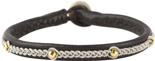 Se BeChristensen Victoria Facet Gold Beads Black M (18-19cm) - Kædearmbånd Med Vedhæng Læder hos Magasin ved Magasin