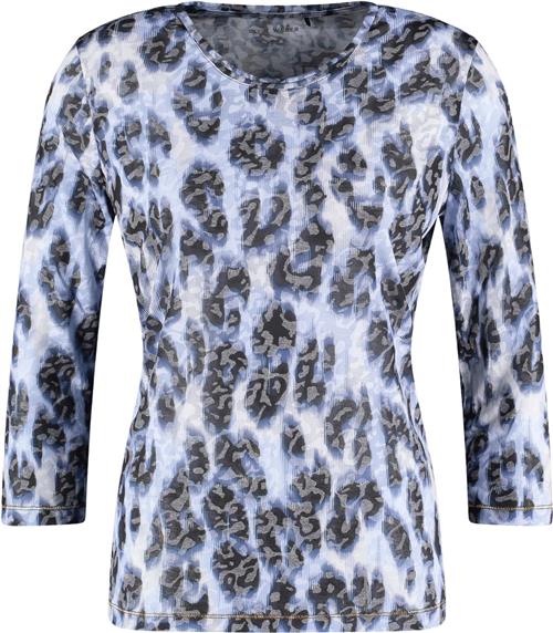 Gerry Weber Tshirt 3/4 Sleeve Kvinde Blue/black Leo Print Kortærmede T-shirts Str 42 - hos Magasin