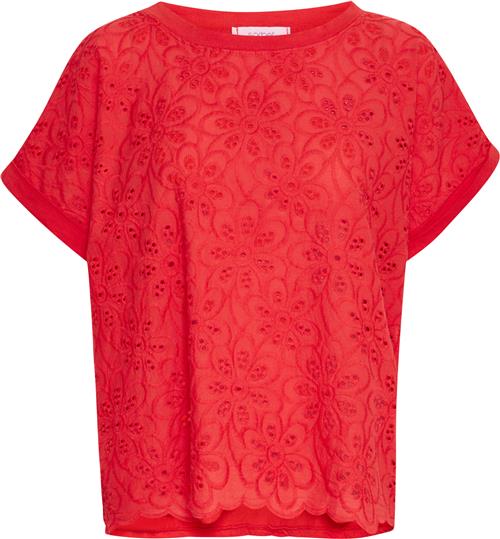 Sorbet Sbjacey Flower TEE Kvinde Ribbon Red Kortærmede T-shirts Str L/XL - hos Magasin