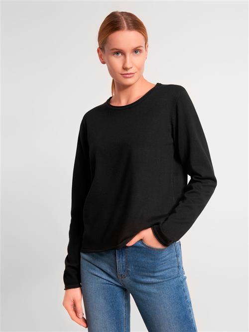 Soft Rebels Srmarla Oneck Roll Edge Knit Kvinde Black Sweaters Str L - hos Magasin