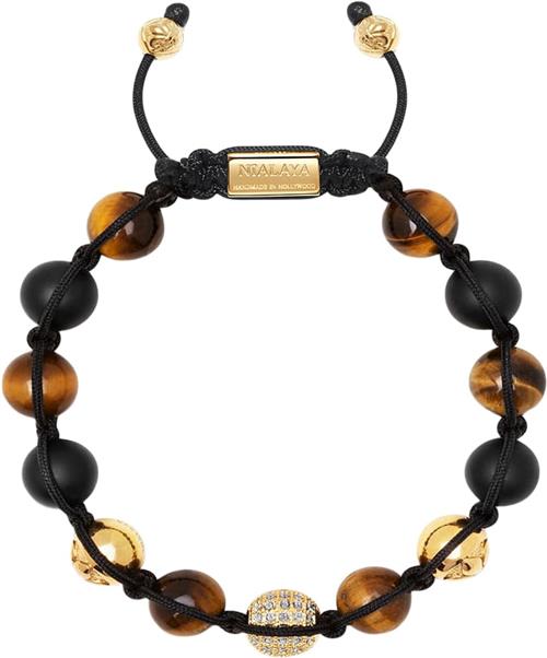 Se Nialaya Men's Beaded Bracelet With Matte Onyx, and Brown Tiger Eye M - Armbånd Stål hos Magasin ved Magasin