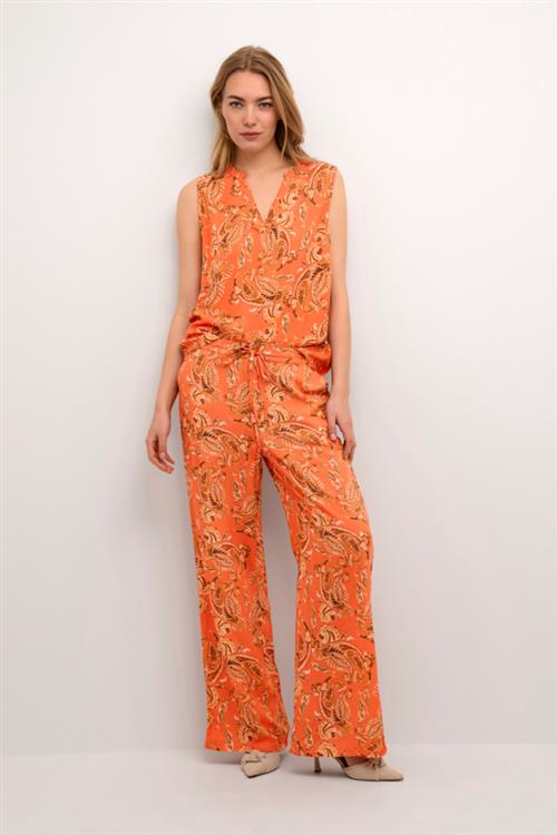 Cream Crrosina Pant Kvinde Exotic Orange Paisley Bukser Med Brede Ben Str 42 - hos Magasin