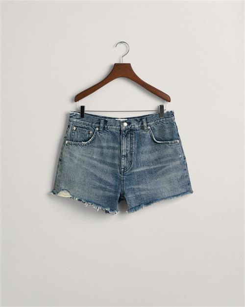 Gant RAW HEM Jeans Shorts Mand Semi Light Blue Worn In Denim Shorts Str 31 - hos Magasin