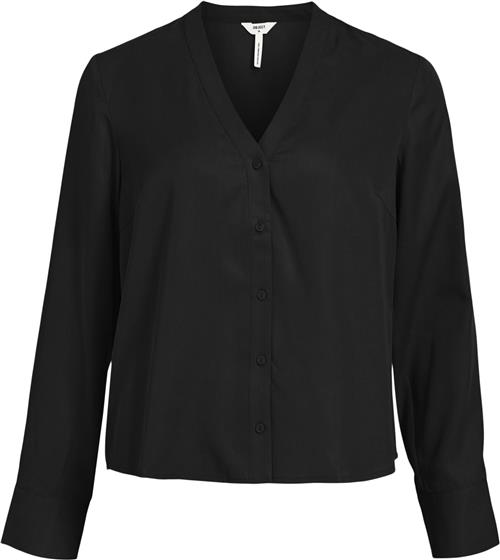 Object Objtilda L/S Vneck Shirt Noos Kvinde Black Langærmede Bluser Str 40 - hos Magasin