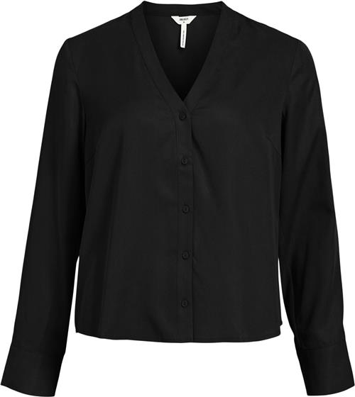 Object Objtilda L/S Vneck Shirt Noos Kvinde Black Langærmede Bluser Str 36 - hos Magasin