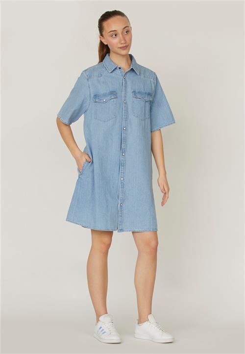 SisterS Point Osaa.DR Kvinde L. Blue Wash Midi Kjoler Str XL - Denim hos Magasin