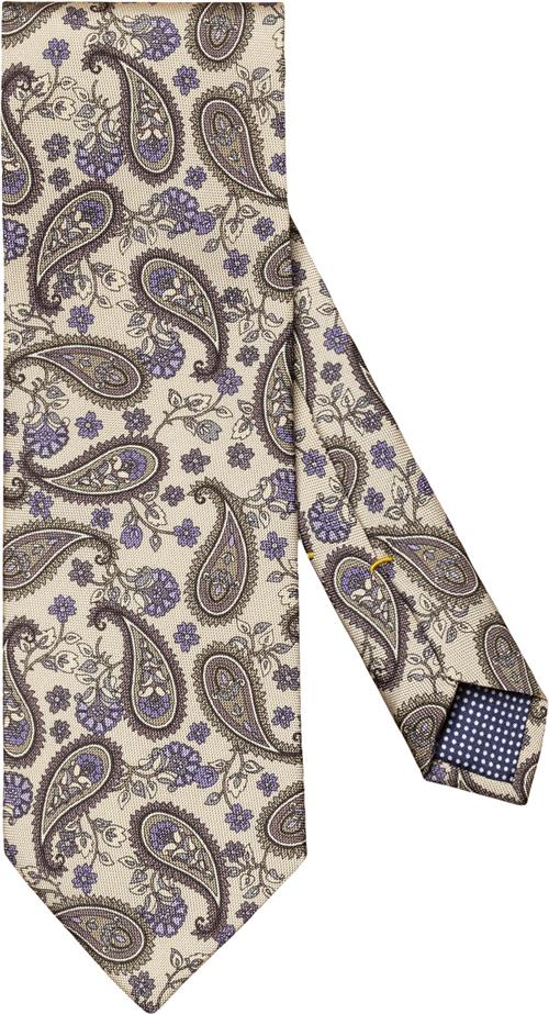 ETON Light Brown Paisley Panama Silk Tie 80 - Slips Silke hos Magasin