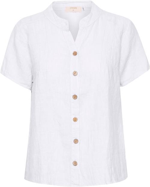 Se Cream Crbellis Linen Shirt Kvinde Snow White Kortærmede Bluser Str S/M - hos Magasin ved Magasin