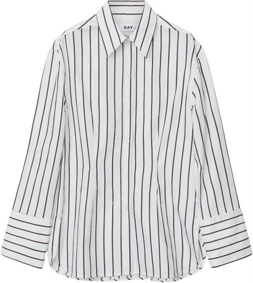 Se DAY Birger et Mikkelsen Julia Modern Stripe RD Kvinde Bright White Langærmede Skjorter Str 34 - hos Magasin ved Magasin