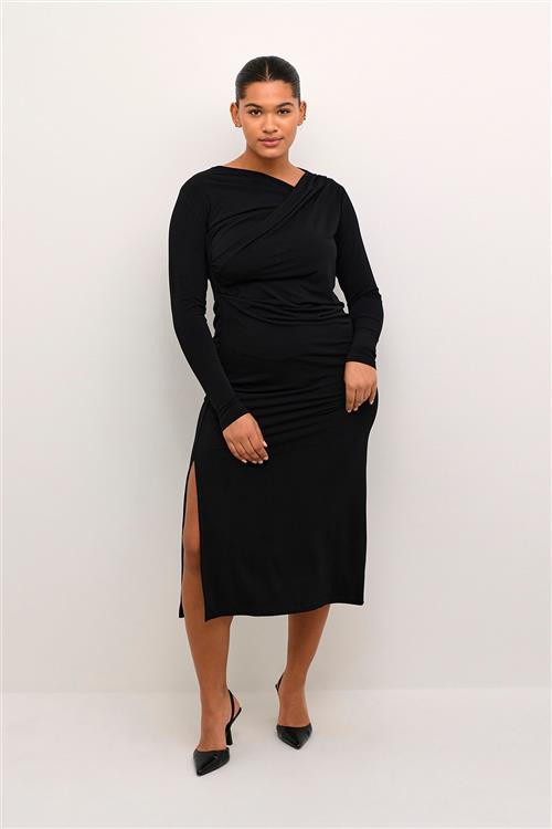 Kaffe Curve Kcaidi Jersey Dress Kvinde Black Deep Midi Kjoler Str M - hos Magasin