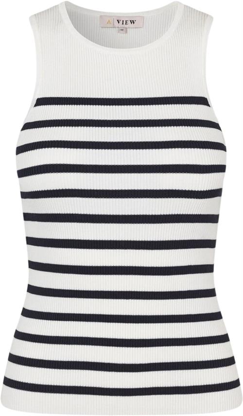 Se A-VIEW Rib Stripe Tank top Kvinde White/navy Tanktoppe Str M - hos Magasin ved Magasin