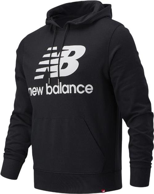 New Balance Stacked Logo Hoodie Mand Black Hoodies Str S - Bomuld hos Magasin