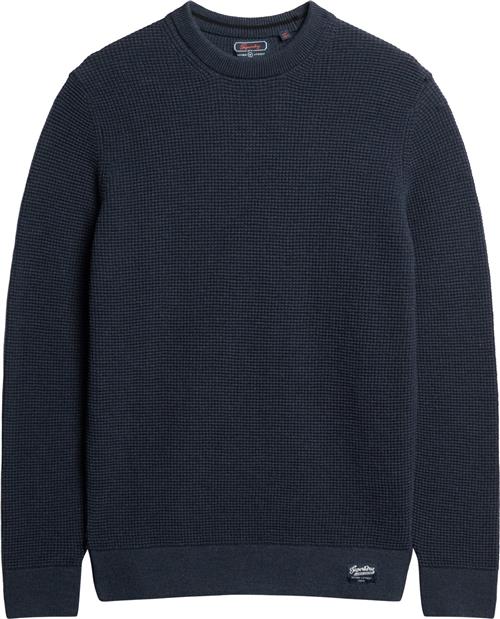 Se Superdry Textured Crew Knit Jumper Mand Eclipse Navy Heather Sweaters Str L - hos Magasin ved Magasin