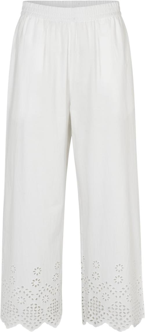 Rosemunde Cotton Trousers w/ Embroidery Kvinde Hvid Bukser Str 42 - Bomuld hos Magasin