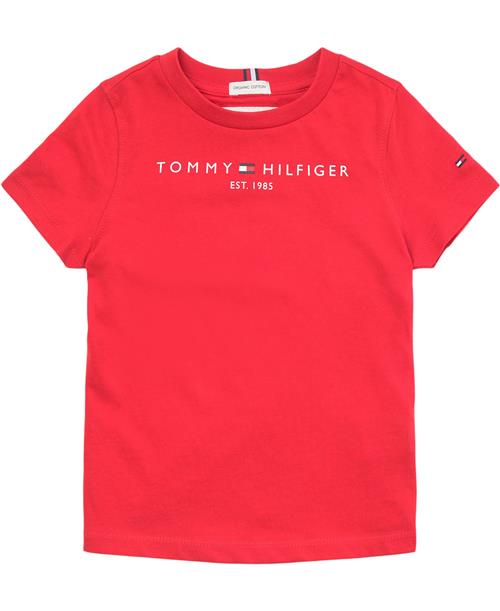 Tommy Hilfiger Essential TEE S/S Str 4 år / 104 cm - Deep Crimson Kortærmede T-shirts Bomuld hos Magasin