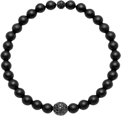 Nialaya Men's Wristband With Matte Onyx and Black CZ Diamond XL - Armbånd hos Magasin