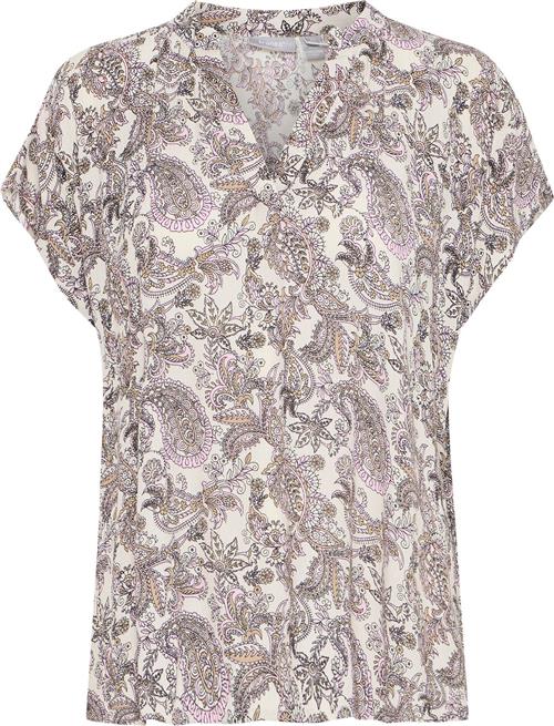 Fransa Fxavery BL 1 Kvinde Moonbeam W. Pink Aop Kortærmede Bluser Loose Fit Str S - hos Magasin