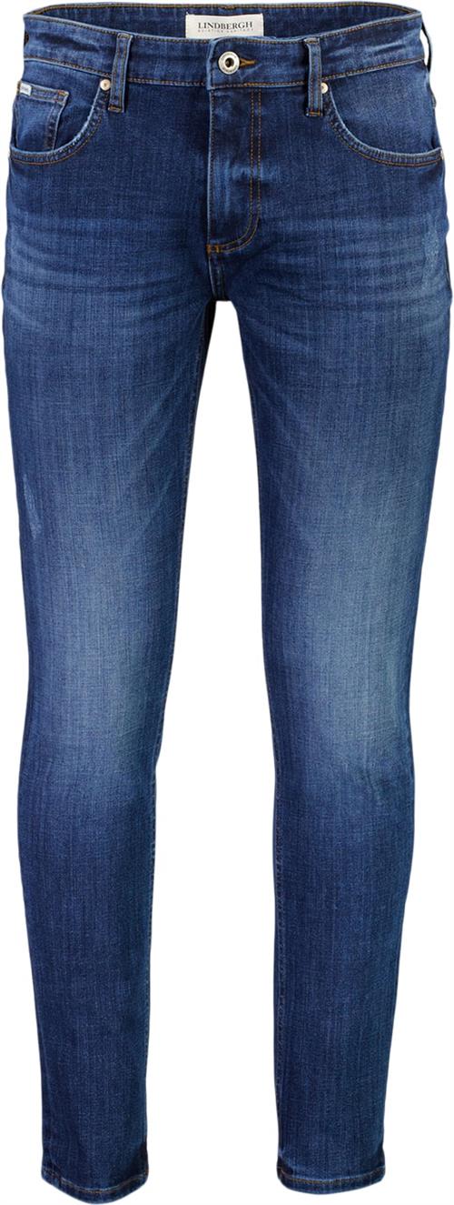 Lindbergh Superflex Jeans Mand Heavy Blue Jeans Tapered Fit Str 29/32 - hos Magasin