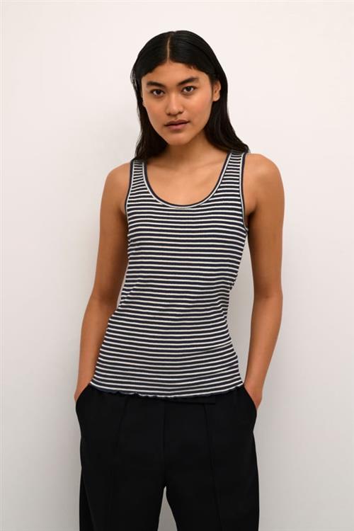 Karen by Simonsen Candacekb Striped Tank Top Kvinde Night Sky/egret Stripe Tanktoppe Regular Fit Str S - hos Magasin