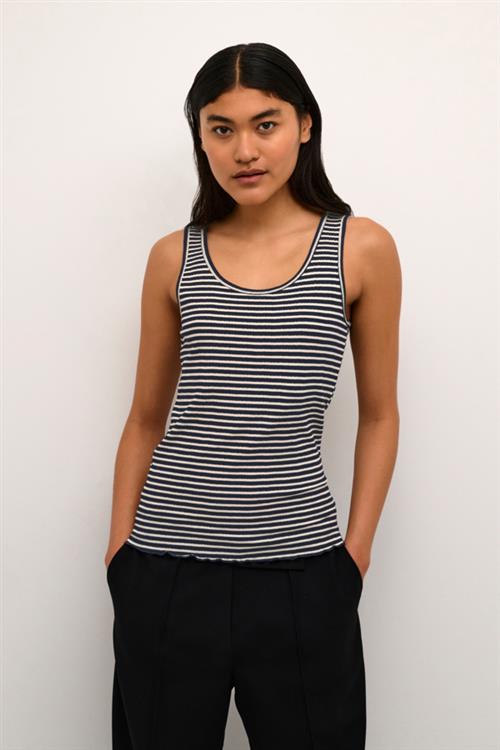 Karen by Simonsen Candacekb Striped Tank Top Kvinde Night Sky/egret Stripe Tanktoppe Regular Fit Str M - hos Magasin