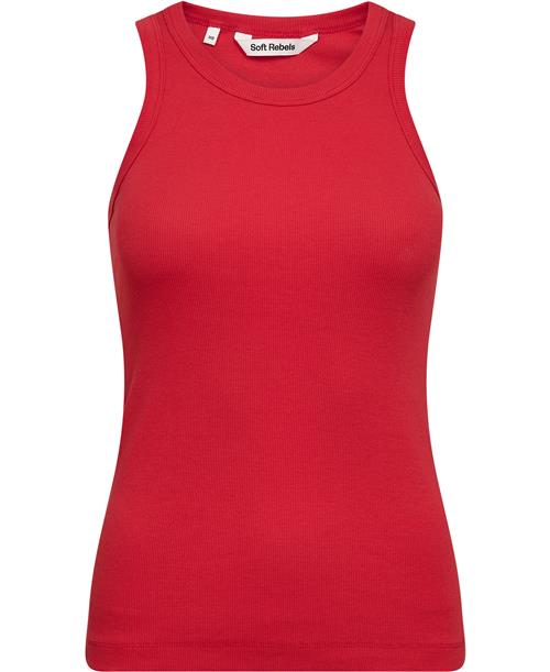 Soft Rebels Sradelynn Tank Top Gots Kvinde Racing Red Kortærmede T-shirts Slim Fit Str S - hos Magasin