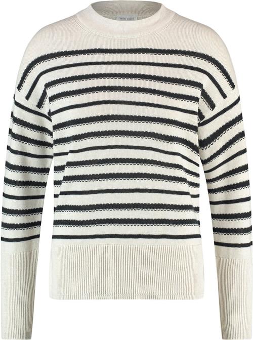 Gerry Weber Pullover 1/1 Sleeve Kvinde Cream/blakc Striped Sweaters Str 46 - hos Magasin